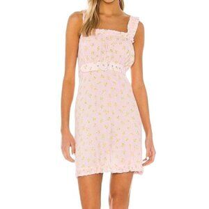 Faithfull The Brand Pink Mid‎ Summer Floral Mini Dress, Size 8